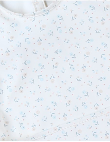 Bavoir à manches fleuri, écru - Noukie's