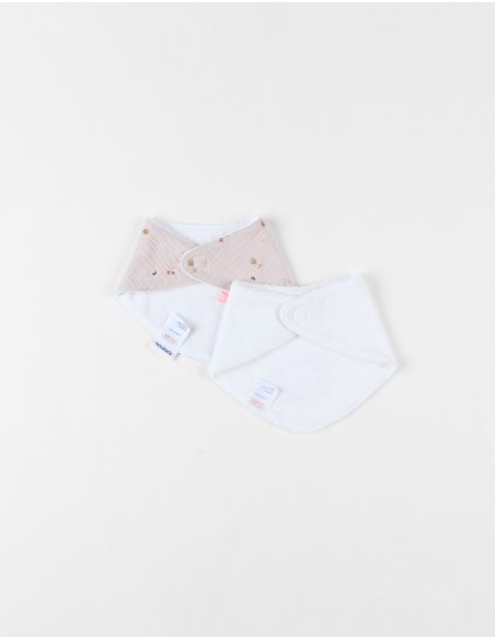 Lot 2 bavoirs éponge & mousseline Bali - Noukie's