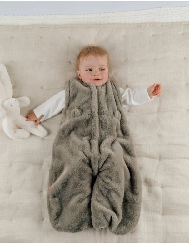 Gigoteuse Nomade 1-6m,fausse fourrure kaki 70 cm-Noukie's