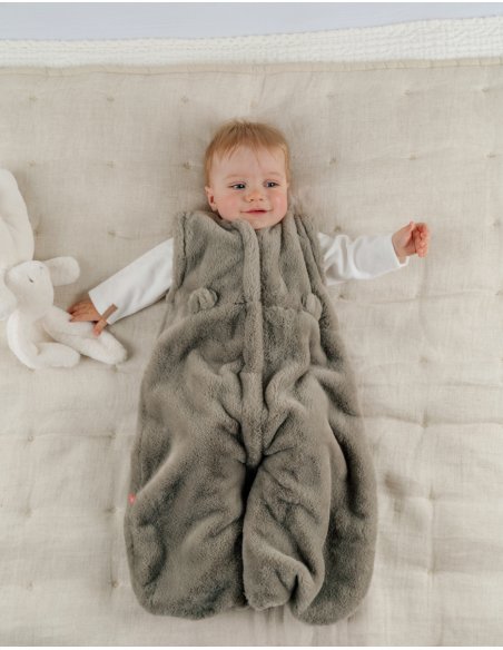 Gigoteuse Nomade 1-6m,fausse fourrure kaki 70 cm-Noukie's