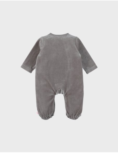 Pyjama bébé en velours kaki avec broderie zèbre - Noukie's