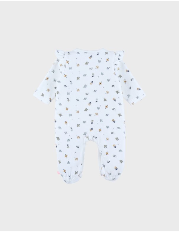 Pyjama bébé en velours blanc imprimé oiseau- Noukie's