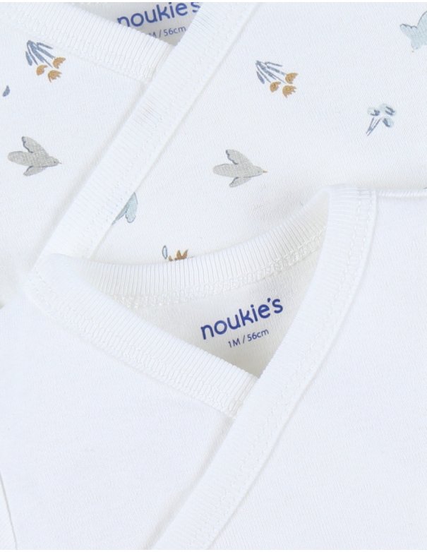 Lot de 2 bodies croisés en coton blanc fleurs -Noukie's