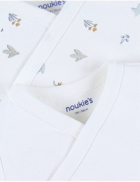 Lot de 2 bodies croisés en coton blanc fleurs -Noukie's