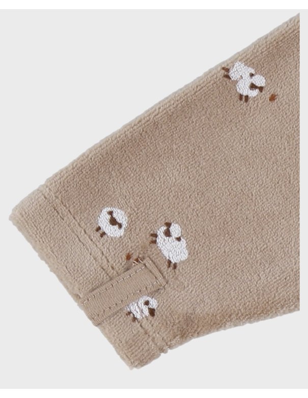 Pyjama bébé en velours marron avec broderie mouton- Noukie's