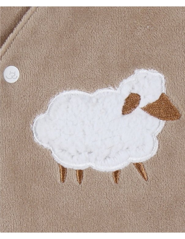 Pyjama bébé en velours marron avec broderie mouton- Noukie's