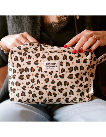 Trousse de toilette coton - Léopard coeur - Mon petit Léon