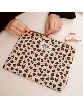 Pochette plate léopard coeur - Mon petit Léon