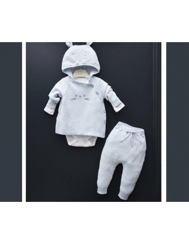 Ensemble bébé lapin bleu clair 3 pièces - Vêtements Bébé garçon (0-24 mois)