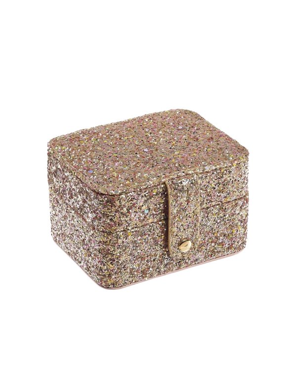 Boîte à bijoux dorée à paillettes...