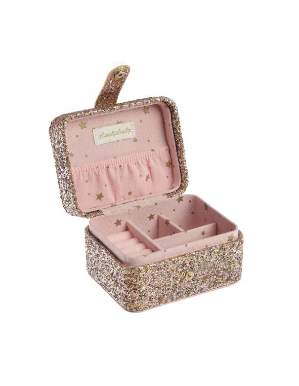 Boîte à bijoux dorée à paillettes...