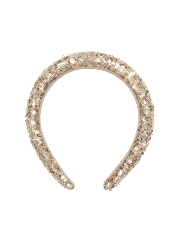 Bandeau rembourré à paillettes dorées...