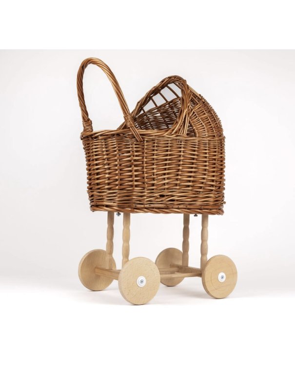 Poussette en osier avec couverture -...