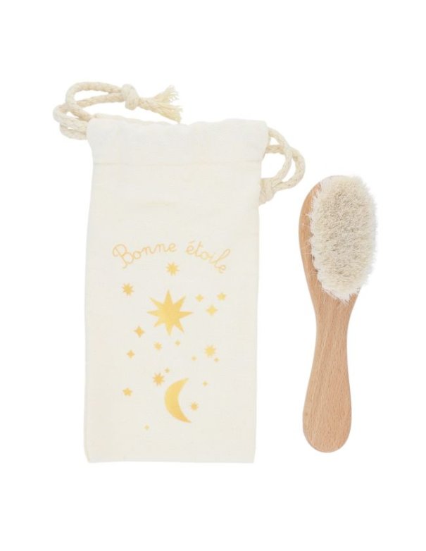 Brosse à cheveux bébé en bois étoiles...