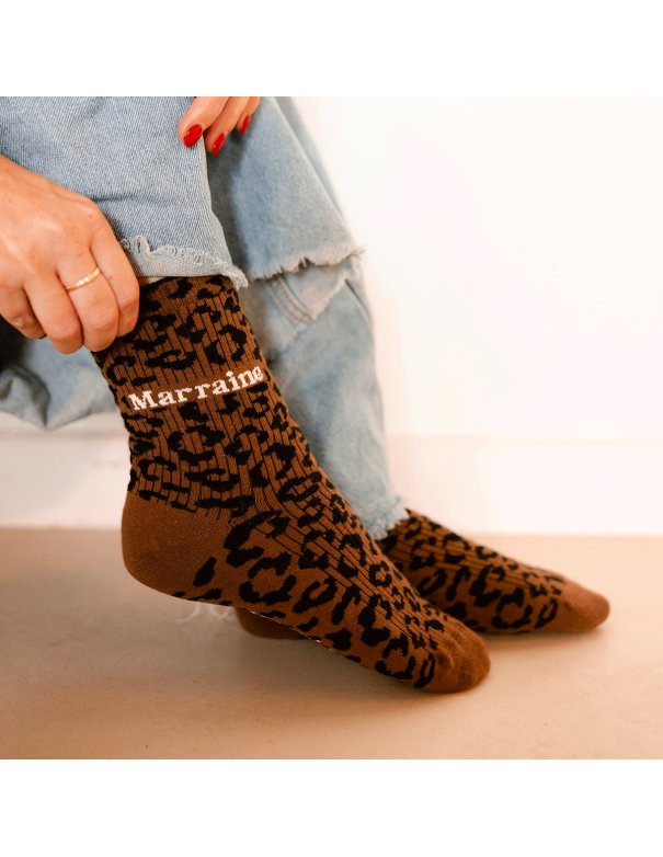 Chaussettes femme léopard - Marraine...