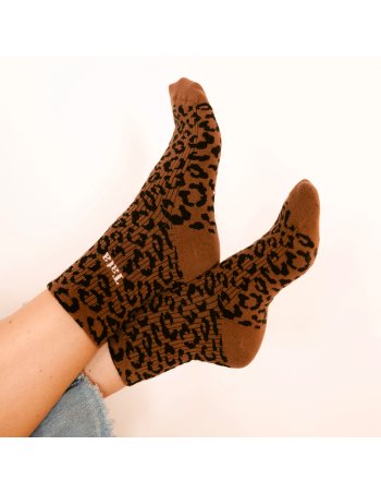 Chaussettes femme léopard -...