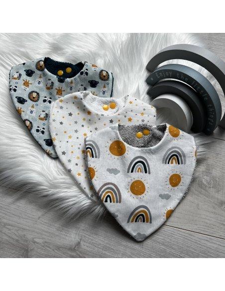 Lot de 3 bavoirs bandana en coton Lot de 3 bavoirs bandana en coton