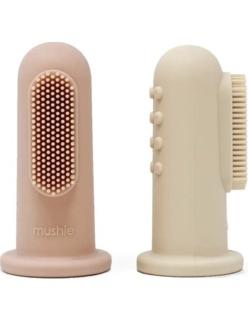 Brosse à dents bébé à doigts - blush/sand - Mushie