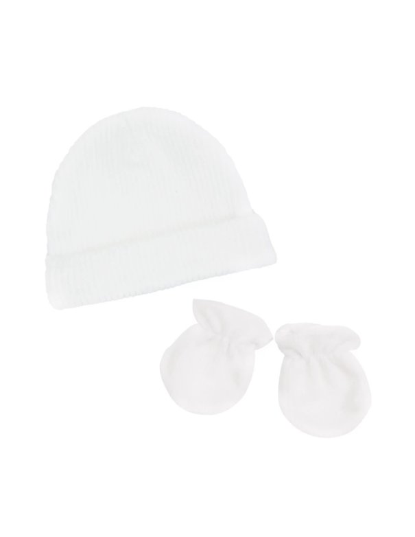 Bonnet et moufles naissance - Trois...