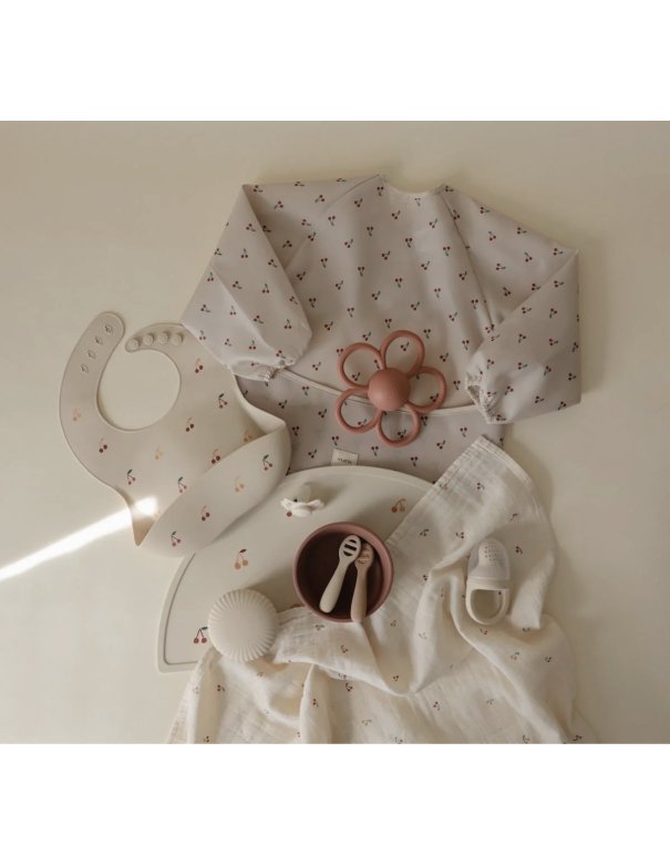 Bavoir à longues manches - Cerise -...