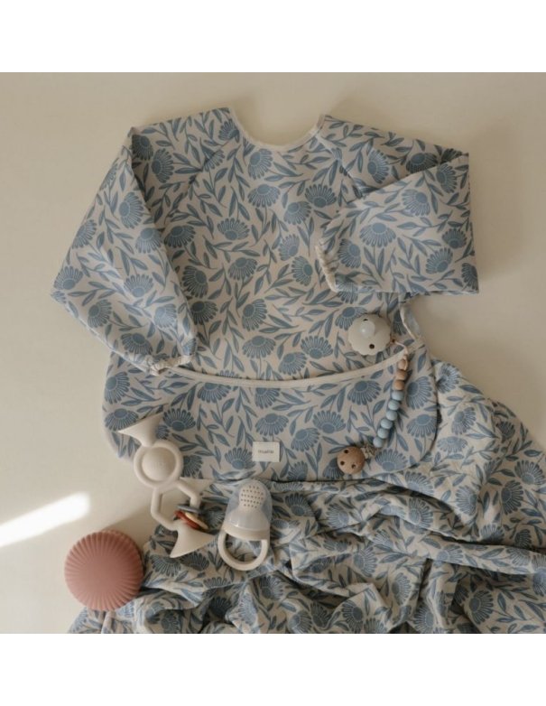 Bavoir à longues manches - Fleurs...