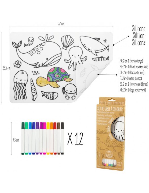 Set de table à colorier en silicone -...