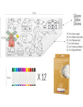 Set de table à colorier en silicone - FERME - Ulysse 2