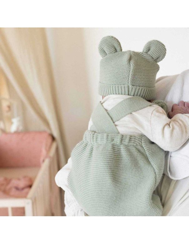 Salopette bébé en maille - Vert olive...