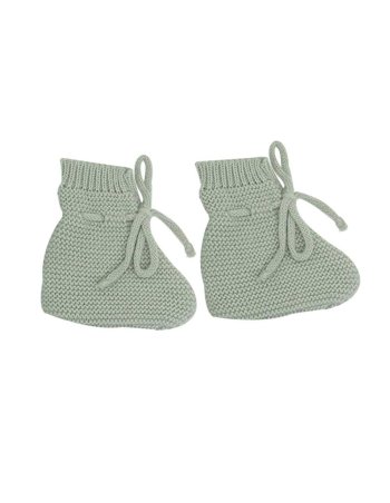 Lot naissance en maille - Brassière chaussons et bonnet - Vert olive - Trois Kilos Sept 2