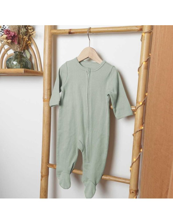 Pyjama coton zippé - Sauge - Trois...
