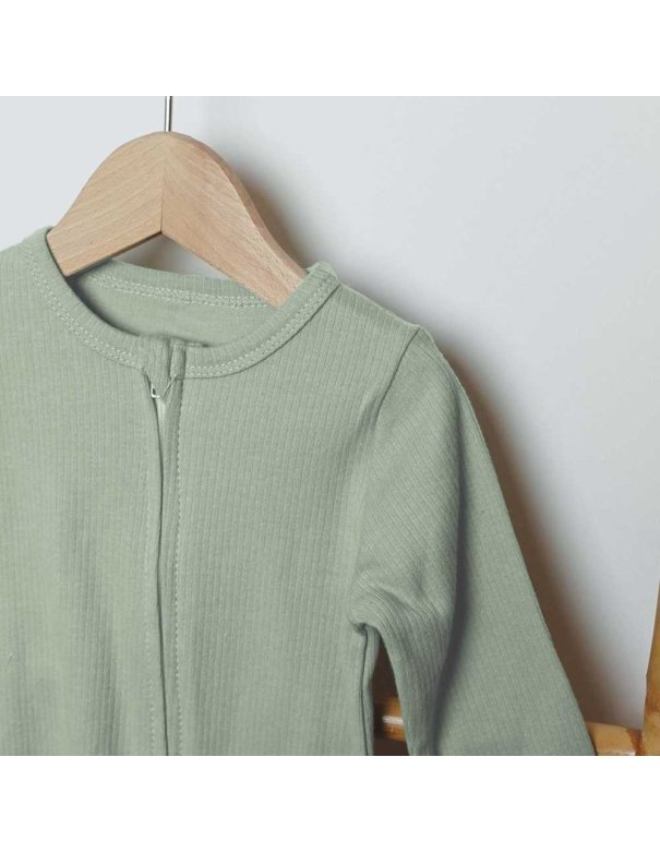 Pyjama coton zippé - Sauge - Trois...