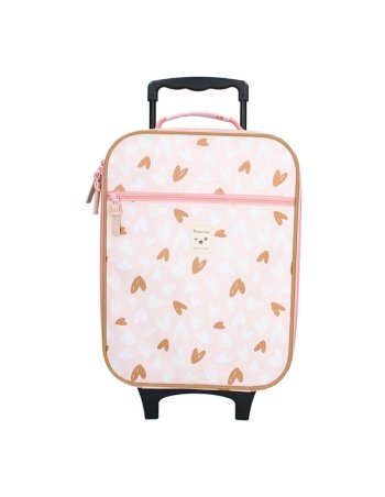 Valise à roulettes enfant rose - Coeur caramel  - Kidzroom