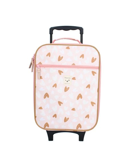 Valise à roulettes enfant rose - Coeur caramel  - Kidzroom