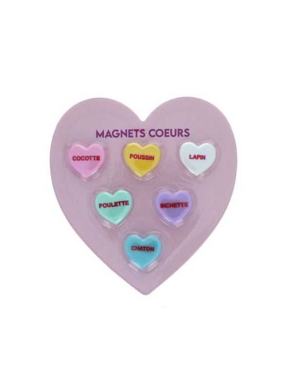Lot de 6 magnets cœur- Le petit souk