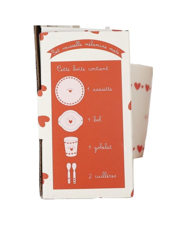 Set de vaisselle en mélamine cœurs...