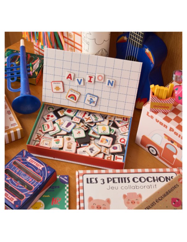Boîte alphabet magnétique et images -...