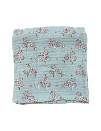 Lange fleuri bleu 70x70 cm - À la cueillette - Jolie saison - Le petit souk 2