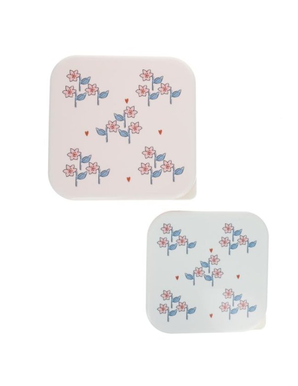 Lot de 2 boîtes à goûter fleuries - À...