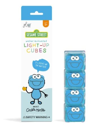 Lot de 4 cubes lumineux Cookie monster - Bleu - Glo pals