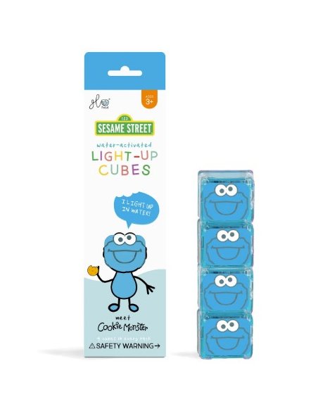 Lot de 4 cubes lumineux Cookie monster - Bleu - Glo pals