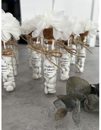 Fiole de dragées avec fleur de tulle 2