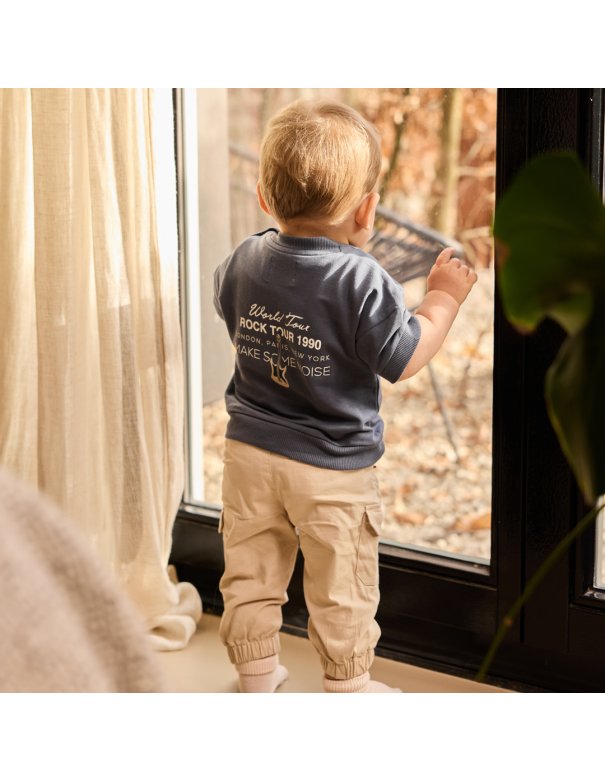 Pull garçon manches courte - bleu...