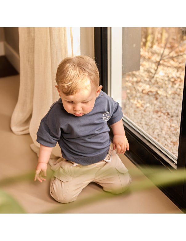 Pull garçon manches courte - bleu...