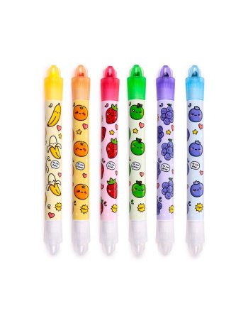 Ensemble de 6 Surligneur Effaçables et Parfumés - Foodiemals Fruits 2
