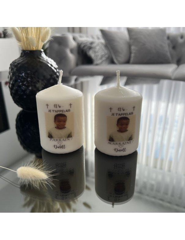 Bougie personnalisée parrain / marraine