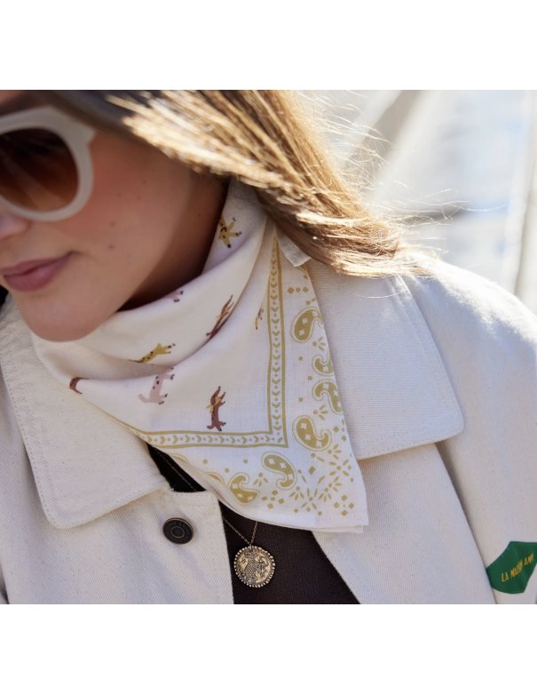 Foulard Indien Enfant - Teckel Ecru -...