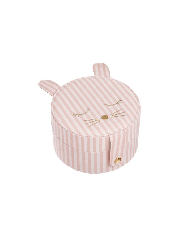 Boîte à bijoux ronde à rayures lapin...