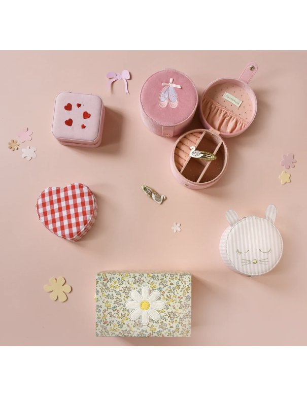 Boîte à bijoux ronde à rayures lapin...