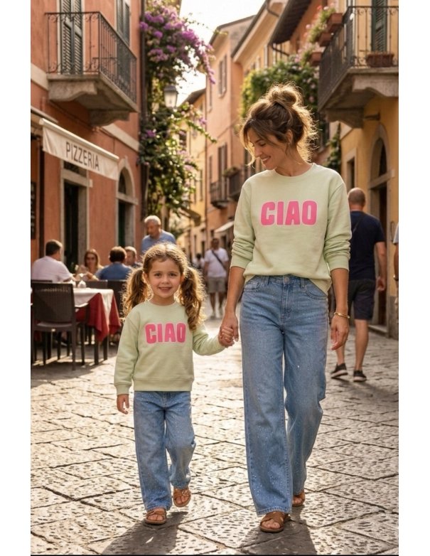 Sweat CIAO rose - Look mère / fille