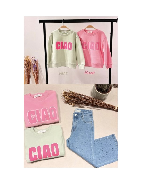 Sweat CIAO rose - Look mère / fille